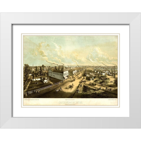 Oshkosh-Wisconsin 1850 White Modern Wood Framed Art Print with Double Matting by Vintage Maps