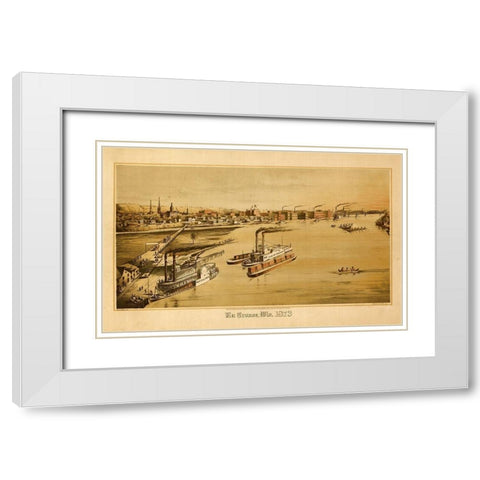 La Crosse-Wisconsin 1873 White Modern Wood Framed Art Print with Double Matting by Vintage Maps