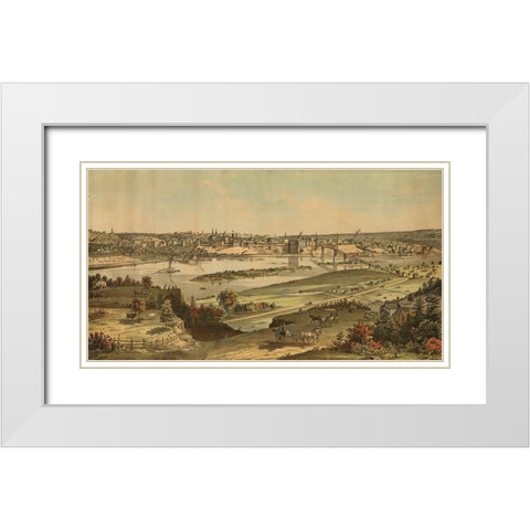 St. Paul-Minnesota 1874 White Modern Wood Framed Art Print with Double Matting by Vintage Maps