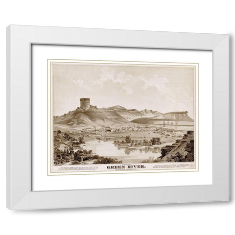 Green River-Wyoming 1875 White Modern Wood Framed Art Print with Double Matting by Vintage Maps