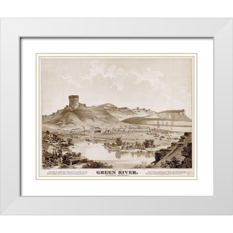 Green River-Wyoming 1875 White Modern Wood Framed Art Print with Double Matting by Vintage Maps