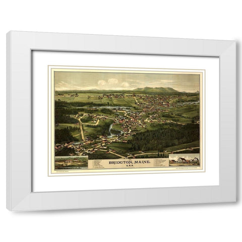 Bridgeton-Maine 1888 White Modern Wood Framed Art Print with Double Matting by Vintage Maps