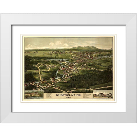 Bridgeton-Maine 1888 White Modern Wood Framed Art Print with Double Matting by Vintage Maps