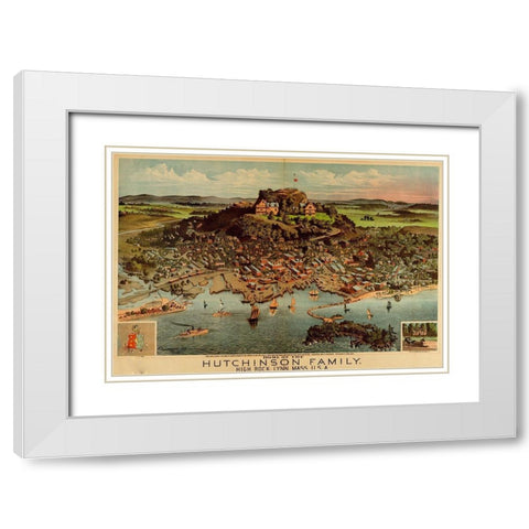 Home of the Hutchinson Family in Lynn-Massachusetts 1881 White Modern Wood Framed Art Print with Double Matting by Vintage Maps