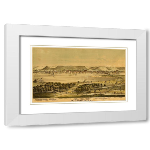 Winona-Minnesota 1874 White Modern Wood Framed Art Print with Double Matting by Vintage Maps