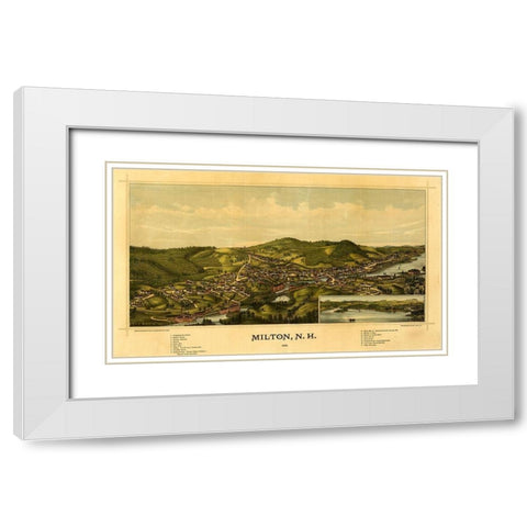 Milton-New Hampshire 1888 White Modern Wood Framed Art Print with Double Matting by Vintage Maps
