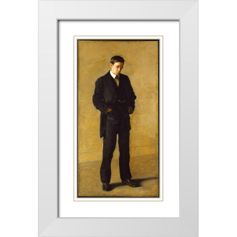 The Thinker: Portrait of Louis N. Kenton White Modern Wood Framed Art Print with Double Matting by Eakins, Thomas
