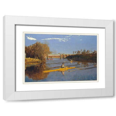 The Champion Single Sculls (Max Schmitt in a Single Scull) White Modern Wood Framed Art Print with Double Matting by Eakins, Thomas