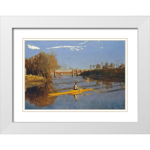 The Champion Single Sculls (Max Schmitt in a Single Scull) White Modern Wood Framed Art Print with Double Matting by Eakins, Thomas