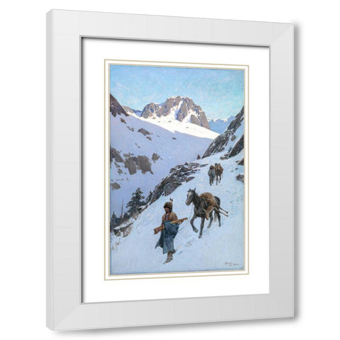 A Successful Hunt White Modern Wood Framed Art Print with Double Matting by Farny, Henry Francois