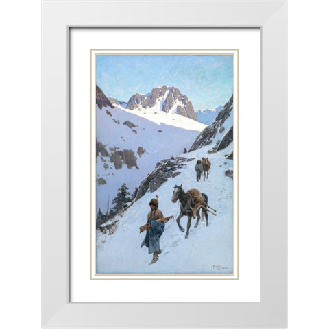 A Successful Hunt White Modern Wood Framed Art Print with Double Matting by Farny, Henry Francois