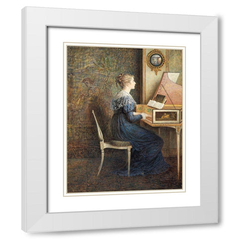 An Old Song White Modern Wood Framed Art Print with Double Matting by Hennessy, William John