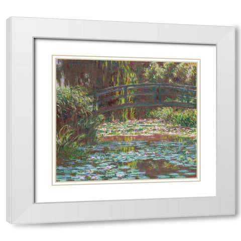 Water Lily Pond White Modern Wood Framed Art Print with Double Matting by Monet, Claude