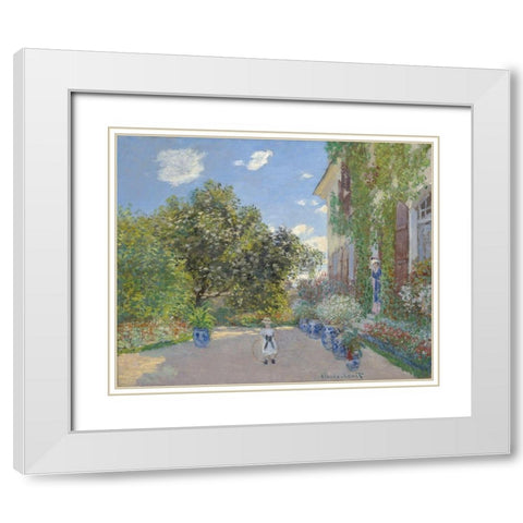 The Artist’s House at Argenteuil White Modern Wood Framed Art Print with Double Matting by Monet, Claude