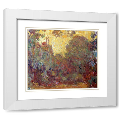 La Maison de Giverny White Modern Wood Framed Art Print with Double Matting by Monet, Claude