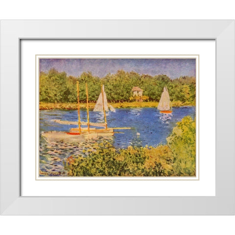 Seine at Argenteuil White Modern Wood Framed Art Print with Double Matting by Monet, Claude