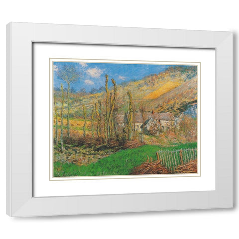 Winter Landscape at the Val de Falaise (Giverny) White Modern Wood Framed Art Print with Double Matting by Monet, Claude