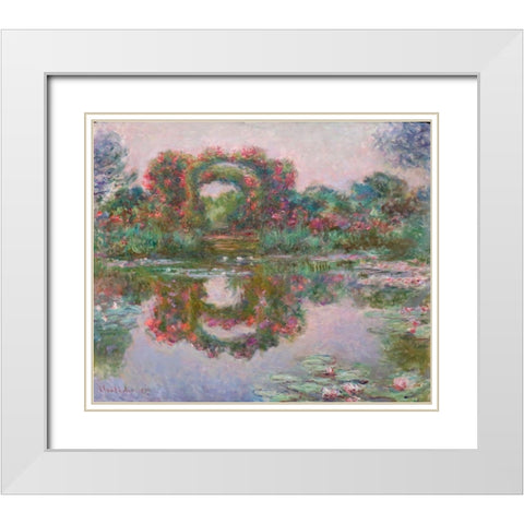 Flowering Arches, Giverny White Modern Wood Framed Art Print with Double Matting by Monet, Claude