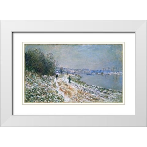 Chemin de hallage Argenteuil White Modern Wood Framed Art Print with Double Matting by Monet, Claude