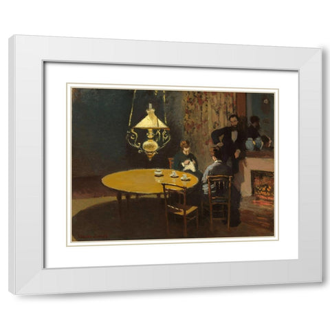 Interior, after Dinner White Modern Wood Framed Art Print with Double Matting by Monet, Claude
