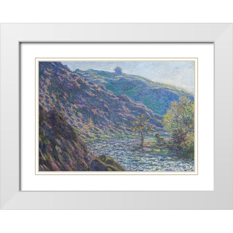 The Petite Creuse River White Modern Wood Framed Art Print with Double Matting by Monet, Claude