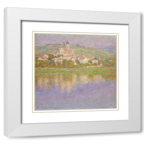 Vétheuil White Modern Wood Framed Art Print with Double Matting by Monet, Claude