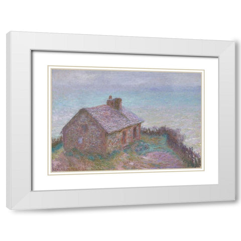 The Customs House at Varengeville White Modern Wood Framed Art Print with Double Matting by Monet, Claude