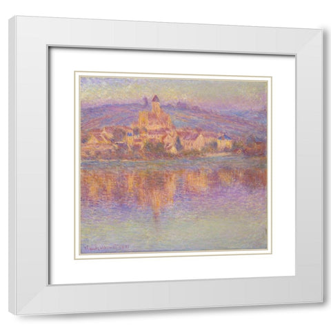 Vétheuil 1901 White Modern Wood Framed Art Print with Double Matting by Monet, Claude