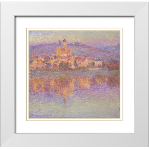 Vétheuil 1901 White Modern Wood Framed Art Print with Double Matting by Monet, Claude