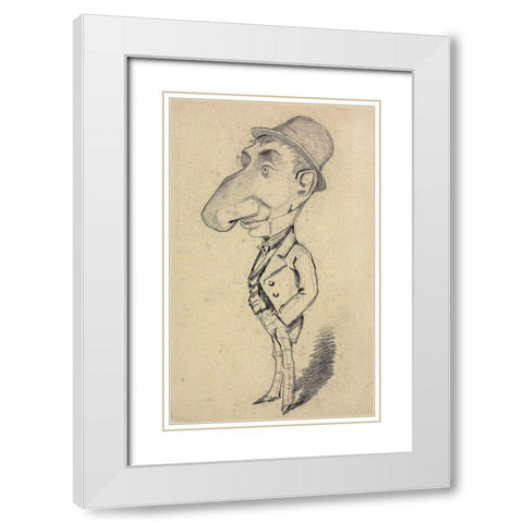 Caricature of a Man with a Large Nose White Modern Wood Framed Art Print with Double Matting by Monet, Claude