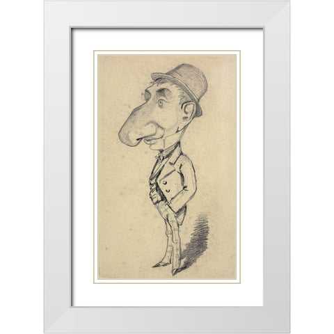 Caricature of a Man with a Large Nose White Modern Wood Framed Art Print with Double Matting by Monet, Claude
