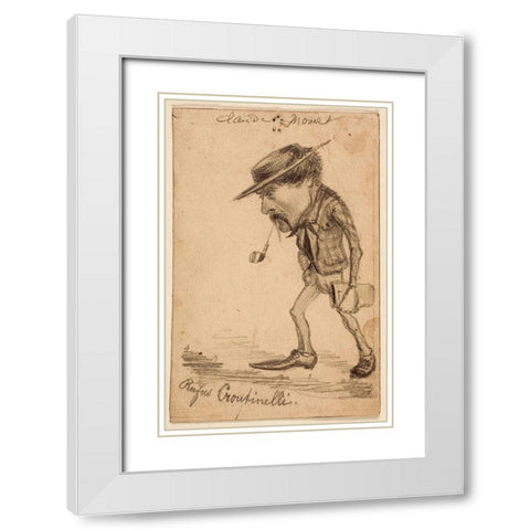 Caricature of Henri Cassinelli (“Rufus Croutinelliâ€) White Modern Wood Framed Art Print with Double Matting by Monet, Claude