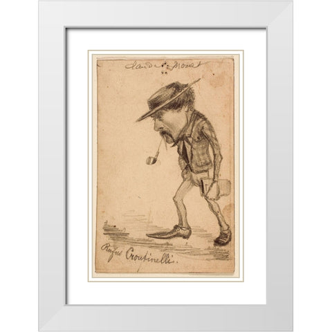 Caricature of Henri Cassinelli (“Rufus Croutinelliâ€) White Modern Wood Framed Art Print with Double Matting by Monet, Claude