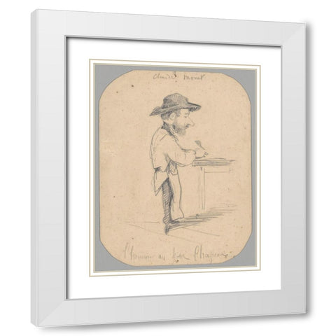 Caricature of a Man in the Small Hat White Modern Wood Framed Art Print with Double Matting by Monet, Claude