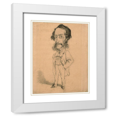 Caricature of Mario Uchard White Modern Wood Framed Art Print with Double Matting by Monet, Claude