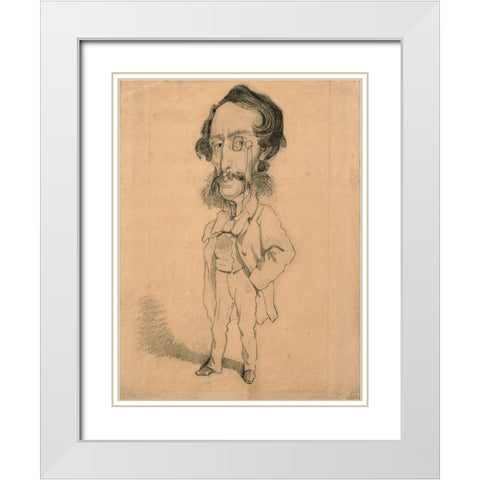 Caricature of Mario Uchard White Modern Wood Framed Art Print with Double Matting by Monet, Claude