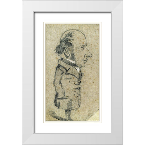 Caricature of Eugène Marcel White Modern Wood Framed Art Print with Double Matting by Monet, Claude