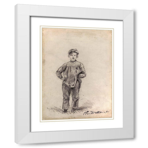 Boy in the Country White Modern Wood Framed Art Print with Double Matting by Monet, Claude