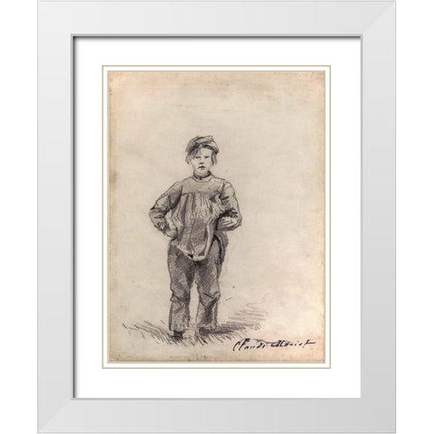 Boy in the Country White Modern Wood Framed Art Print with Double Matting by Monet, Claude