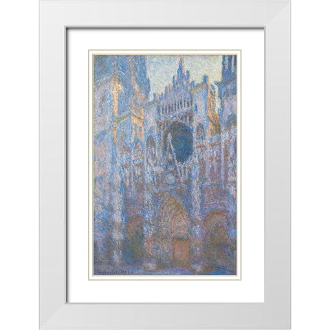 Rouen Cathedral, West Façade White Modern Wood Framed Art Print with Double Matting by Monet, Claude
