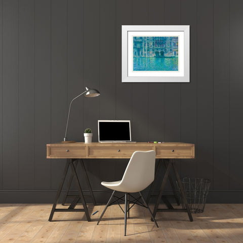 The Seine at Giverny White Modern Wood Framed Art Print with Double Matting by Monet, Claude