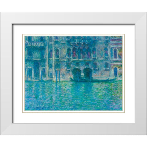 The Seine at Giverny White Modern Wood Framed Art Print with Double Matting by Monet, Claude