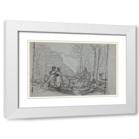 Palazzo da Mula, Venice White Modern Wood Framed Art Print with Double Matting by Monet, Claude