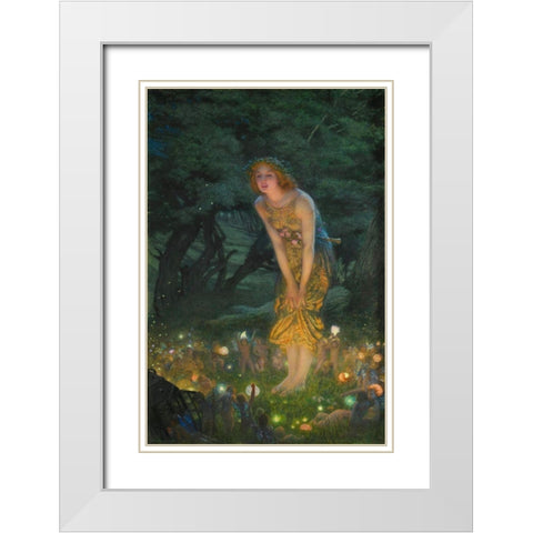 Midsummer Eve White Modern Wood Framed Art Print with Double Matting by Hughes, Edward Robert