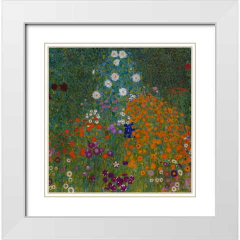 Farmers Garden White Modern Wood Framed Art Print with Double Matting by Klimt, Gustav