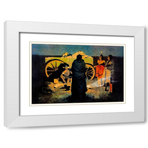 Shotgun Hospitality White Modern Wood Framed Art Print with Double Matting by Remington, Frederic