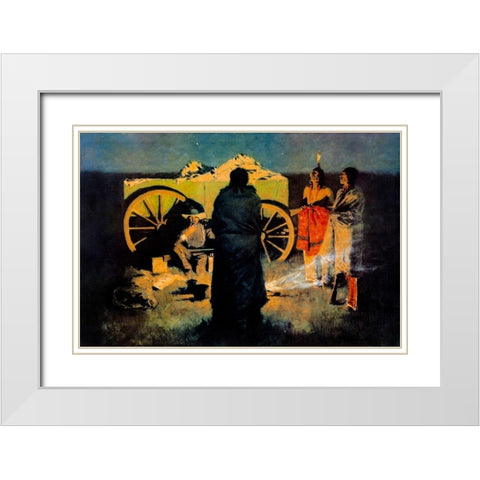 Shotgun Hospitality White Modern Wood Framed Art Print with Double Matting by Remington, Frederic