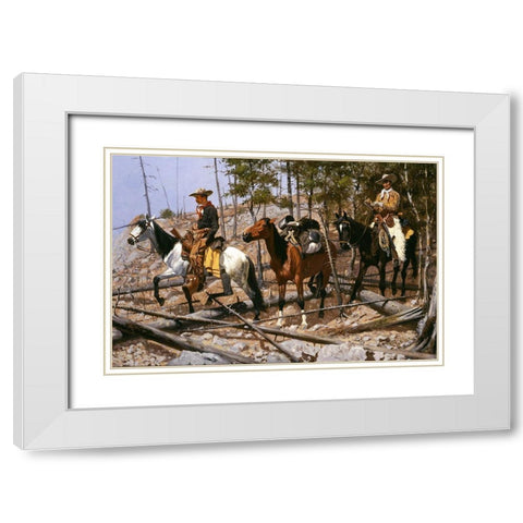 Prospecting for Cattle Range White Modern Wood Framed Art Print with Double Matting by Remington, Frederic