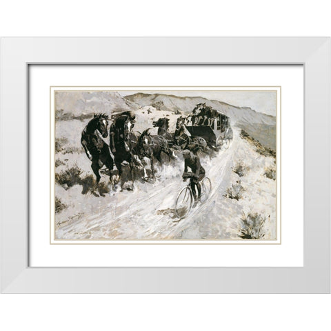 The Right of the Road White Modern Wood Framed Art Print with Double Matting by Remington, Frederic