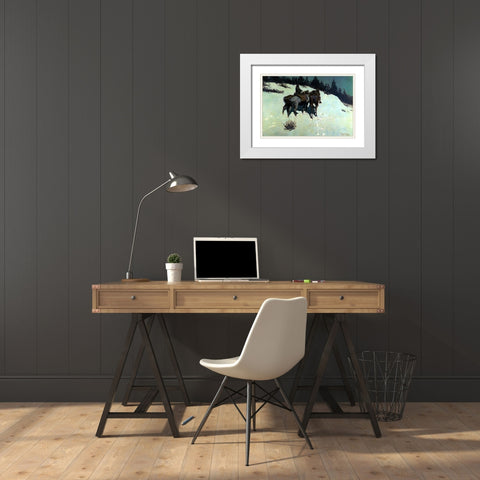 A Reconnaissance White Modern Wood Framed Art Print with Double Matting by Remington, Frederic